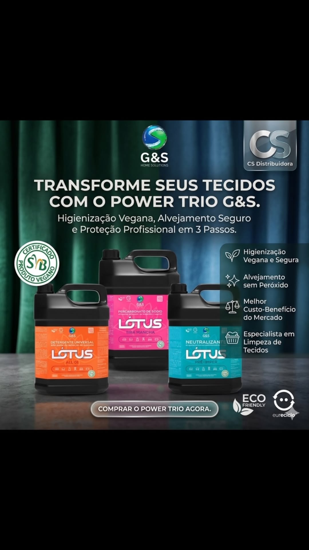 Post em vídeo com a frase “Temos a linha G&S a pronta entrega”.